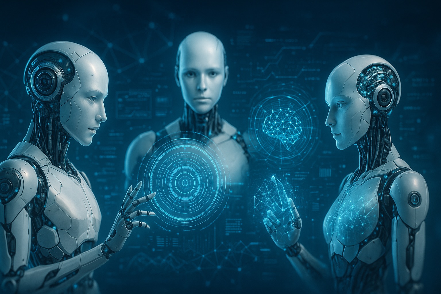 Especialista configurando un chatbot con pantallas que muestran flujos conversacionales.